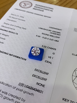 kupować 3.23CT G VS1 3EX CVD Laboratory Created Diamonds IGI Certificate LG626434631 online manufacture