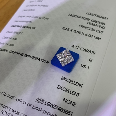 kupować 4.12CT G VS1 2EX CVD Laboratorium Stworzone Diamenty Princess Cut do produkcji biżuterii online manufacture