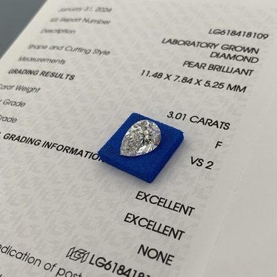 kupować 3.01CT F Kolor VS2 Przejrzystość 2EX Pierze w kształcie diament wyhodowany w laboratorium online manufacture