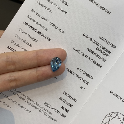 kupować Fancy VIVID BLUE Pear Cut Laboratory Grown Diamonds 4,17 Carat SI1 OEM ODM online manufacture