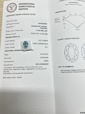 kupować Niebieski 4,01ct VS1 CVD Laboratory Created Diamonds Sztuczne diamenty do robienia biżuterii online manufacture
