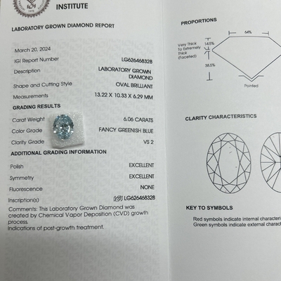 kupować 6.06 Karatowe Diamenty Produkowane w Laboratorium online manufacture