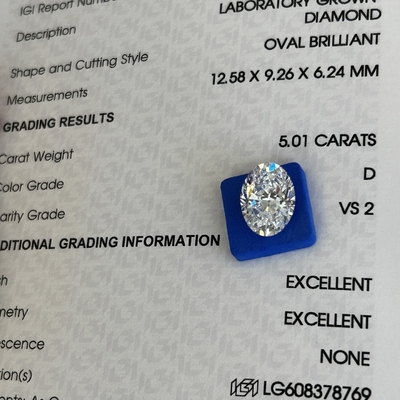 kupować 5.01ct Diamenty wykonane przez człowieka Owalny cięcie CVD D VS2 2EX N Diamenty laboratoryjne IGI online manufacture