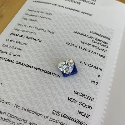 kupować 5.12ct Laboratorium sercowe Diamenty wyhodowane CVD F VS2 2EX N IGI LG566326236 online manufacture