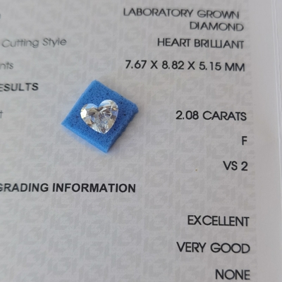 kupować 2.08ct CVD W kształcie serca, wyhodowany w laboratorium, diament VS2 F, OEM ODM online manufacture