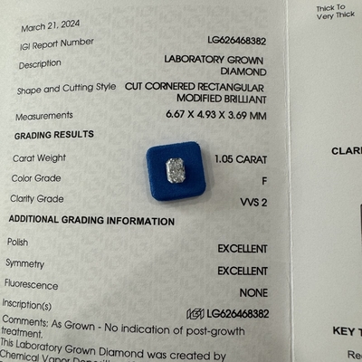 kupować HYF 2.06ct Lab Grown Radiant Cut Diamond VVS2 Jasność F Kolor online manufacture