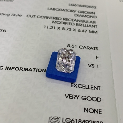 kupować 5.51ct Radiant Cut Laboratory Grown Diamond CVD F VS1 EX VG N IGI LG618492532 online manufacture