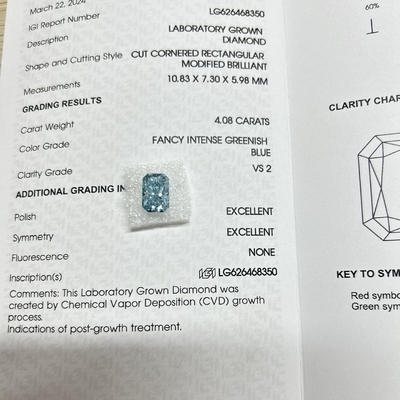 kupować 4.08ct Blue Lab Diamond Radiant Cut CVD Fancy Greenish Blue VS1 2EX N IGI online manufacture