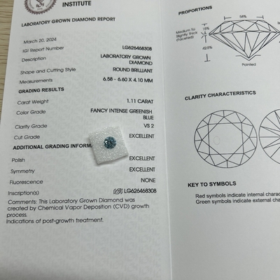 kupować Karat 1,11ct Jasność VS2 Laborator stworzony Błękitny Diament Okrągły kształt online manufacture
