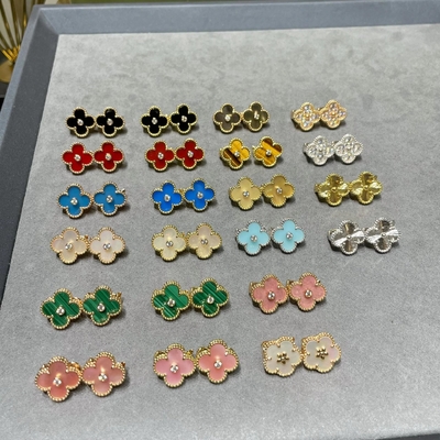 kupować 18k złoto masywne kolczyki Agat biżuteria replika biżuteria VAN cztery kolczyki koniczowe online manufacture