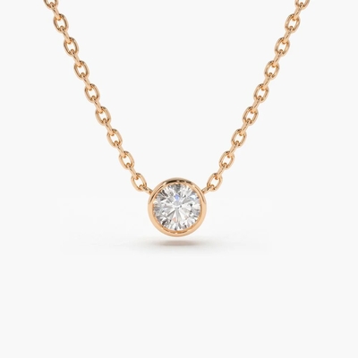 kupować 18K 14K 10K Solid Gold Clarity CVD Round Cut Bezel Lab Grown Diamond Necklace online manufacture