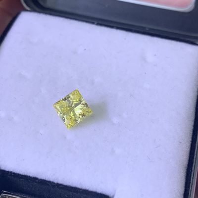 1.37CT Fancy Intense Yellow VVS1 EX VG CVD Lab Made Diamonds Princess Cut IGI Certified