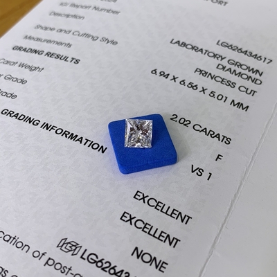 2.02 karat F VS1 2EX CVD Princess Cut Lab Diament OEM ODM