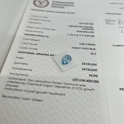 3 karatowy diament wyhodowany w laboratorium