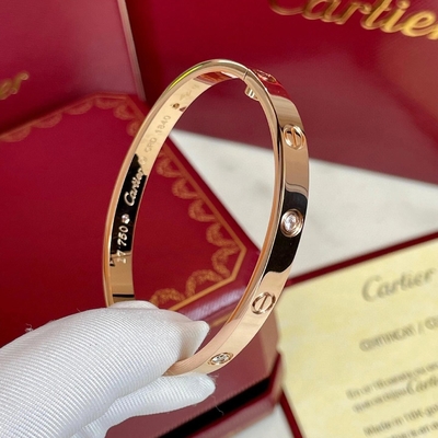 18k masywny złoty bransoletka 4 diamenty bransoletka miłosna 0,42 karat naturalny diament biżuteria