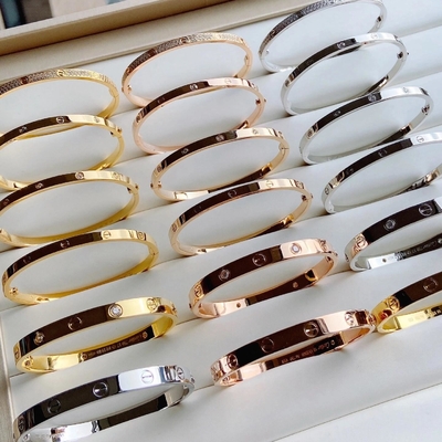 Love Diamond Bracelet Set 18k Solid Gold Bracelet Natural Diamond Au750 biżuteria
